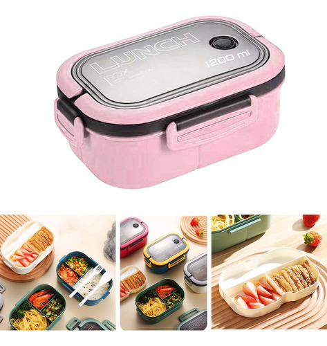 1200 Ml Bento Box Lunch Container 2 Capas 3 Compartimentos