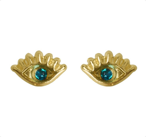 Aretes | Broqueles Ojos Oro 10k + Estuche De Regalo Color Amarillo