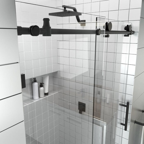 Mampara De Baño Acero Inox Negro Granero 130 Sidney Gorena