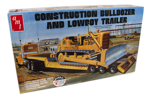 Construction Bulldozer And Lowboy Trailer - 1/25 - Amt 1218