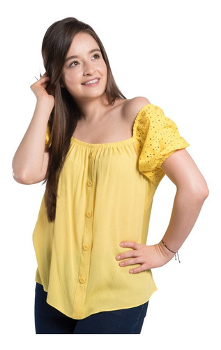 Imagen 1 de 3 de Blusa Campesina Manga Corta