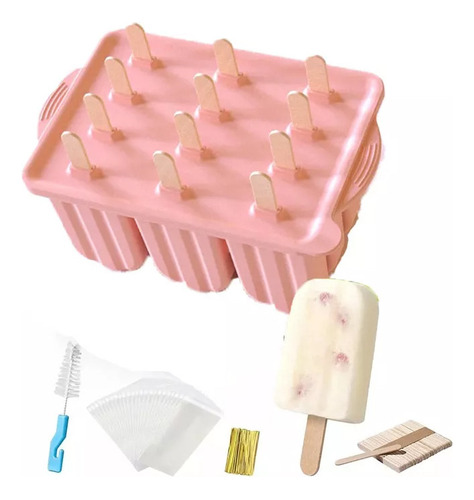 Silicona Helado Helado Paletas Maker 12 Cavidades Casero Pop