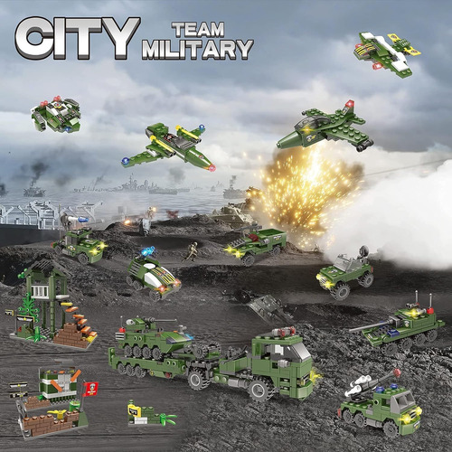 Juego De 1164 Piezas De Bloques De Construcción Militares De