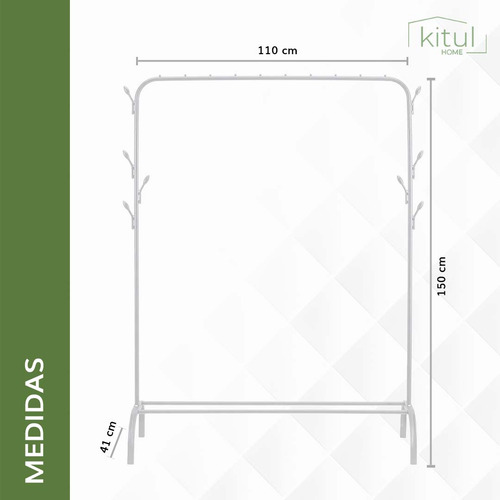Perchero Rack Armable Ropa Organizador Closet Hogar Ganchos Color Blanco