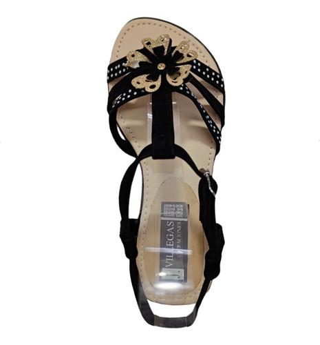 Imagen 4 de 8 de Huarache Sandalia Flor Y Piedra Empeine Amplio Suave