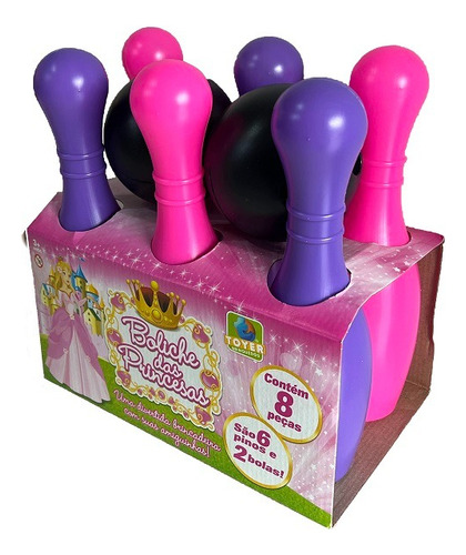 Juego de bolos Big Princesses con 6 bolos de 30 cm y 2 bolas planas