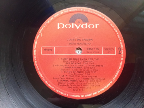Lp João Nogueira Clube Do Samba C/ Encarte Bom Estado Vinil (Usado)