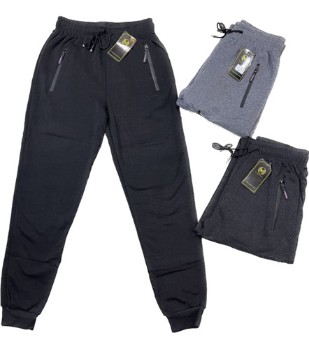 Pack 3 Pantalones Buzo Hombre Forrado Polar Liso