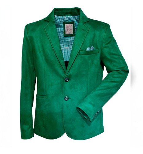 Saco Blazer Suede (tipo Gamuza) Color Verde Botella Slim Fit