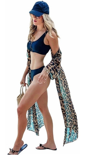 Pareo De Playa Estampado Leopardo Secado Rápido Mujer Sexy P