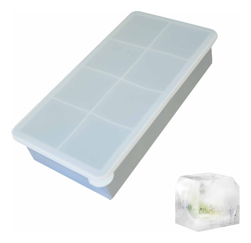 Cubetera De Silicona Con Tapa Ionify Para 8 Cubos De 5x5cm Color Gris