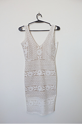 Vestido Forever 21 De Encaje Beige, Talle S