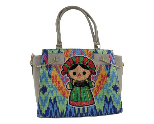 Bolsa Mano Dama Diseño Colorido Muñequita Lele Queretana.