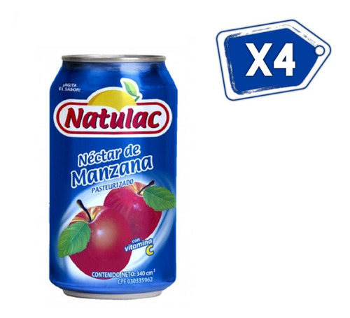 Jugo De Néctar De Manzana Lata 340 Ml Natulac 