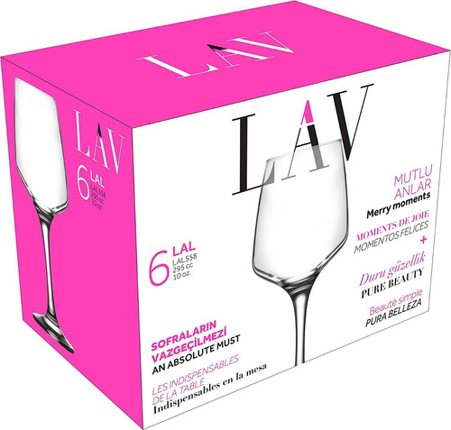 Pack X6 Copas Lal Vino Agua Vidrio Cocteles 330ml Elegantes