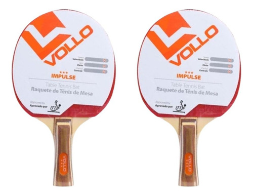 2 Raquetes Tenis De Mesa Ping Pong Vollo Impulse Ittf