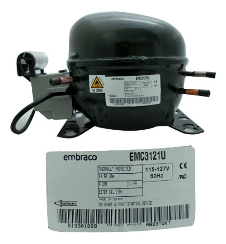 Compresor Embraco 1/4 Hp R290 115-127v 60hz B/media Presión