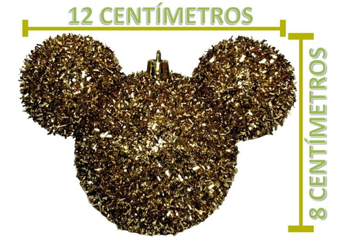 02 Bolas Enfeite Árvore Natal Mickey Dourado Glitter Disney