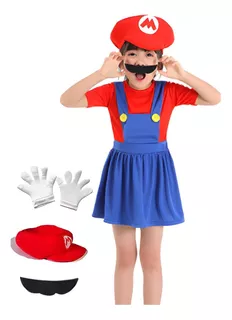 Disfraz De Mario Bros Con Guantes Cosplay Para Niños Y Niñas