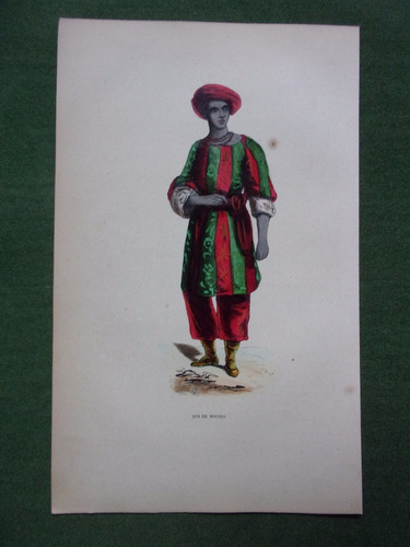 Africa  Rey De Boussa  Grabado Coloreado De 1844