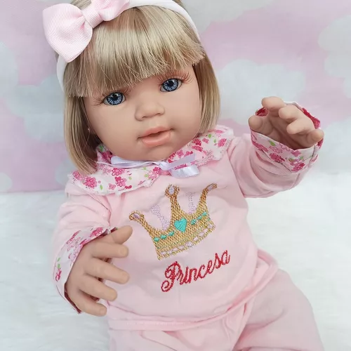 Bebê Reborn Realista Loira De Silicone Princesa Real Rosa