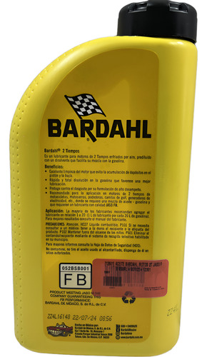 Aceite Bardahl Motos 2 Tiempos Jaso Fb 950ml