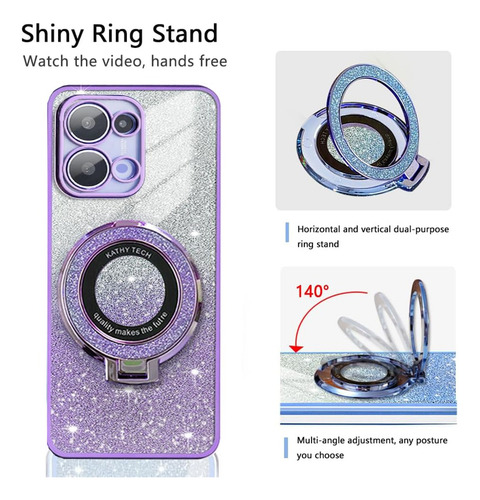 Funda Para Redmi A3 /a3x Case Brillo Brillante Niña Soporte Morado Para Redmi A3 /a3x