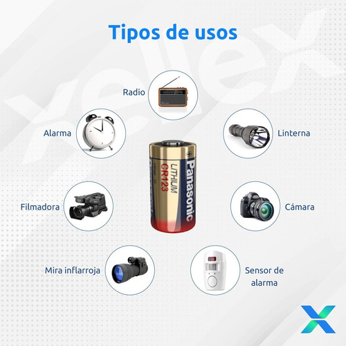 Pila Panasonic CR123A 3v Litio para fotogafia | linternas | sensores de alarmas | etc
