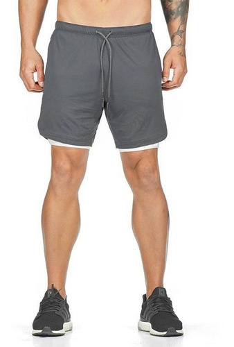 Imagen 4 de 8 de Gimnasio Short Con Licra Deportiva 2 En 1 Hombre Correr