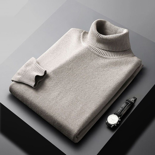 Suéter Casual De Cuello Alto Para Hombre De Manga Larga