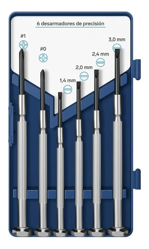 Juego De 6 Destornilladores Metálicos Tipo Relojero Steren