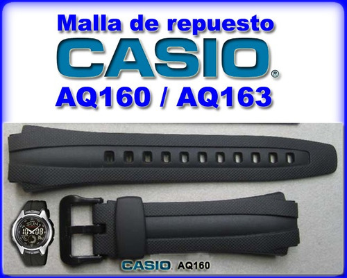 Malla De Reloj Casio Aq160 Aq163-caucho Negro-local Centro
