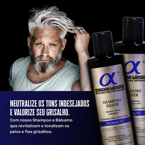 Kit Grisalho Shampoo+condicionador, Macholândia-250ml