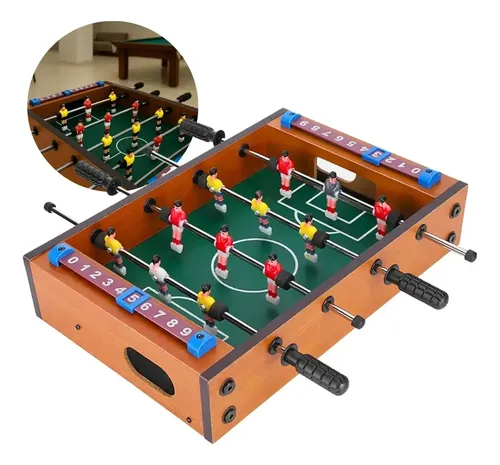 Brinquedo Infantil Mini Mesa De Pebolim Em Madeira Verde-escuro