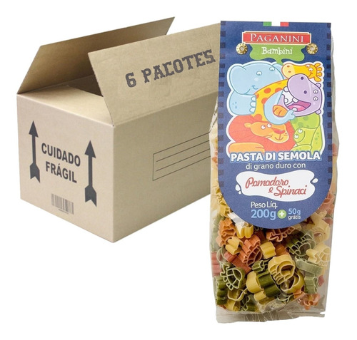 6x Macarrão Bichinhos Bambini Paganini 200g