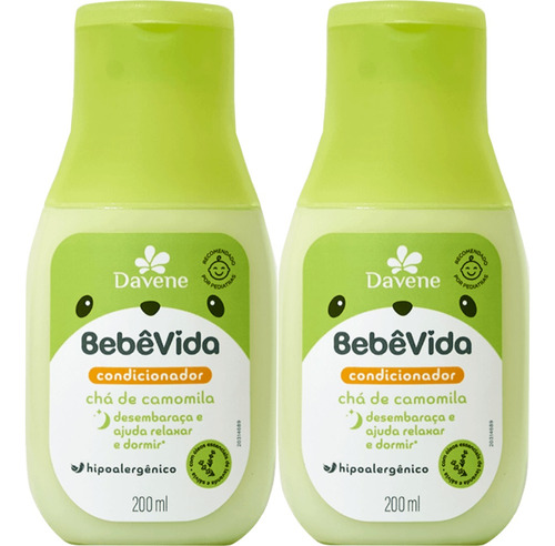  2un Condicionador Bebe Vida Cha De Camomila 200ml Davene