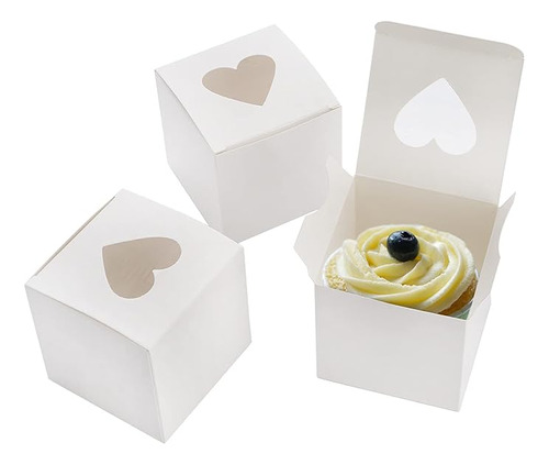 Paquete 100 Cajas Individuales Para Cupcakes Con Ventana En