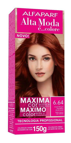 Kit Tintura Alta Moda  Unidade tom 6.64 louro escuro vermelho acobreado para cabelo