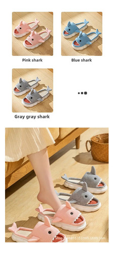 Zapatillas De Lino Con Forma De Tiburón Para Casa De Pareja,