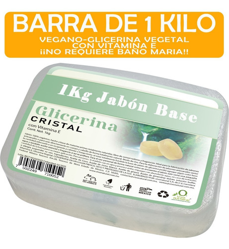 1 Kg Jabón Base Cristal De Glicerina Alta Dureza Vegano