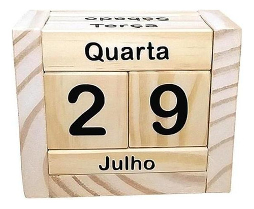 Calendário Permanente De Mesa Madeira Home Office Decor Cru