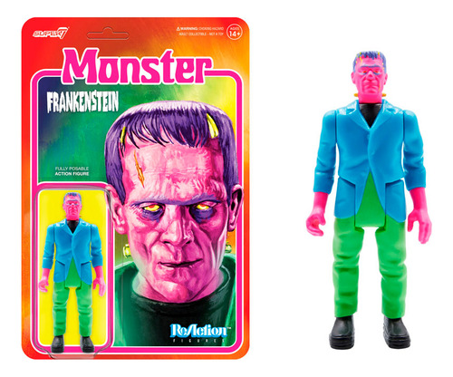 Super7 Reaction Universal Monsters Frankenstein Neon (Usado)