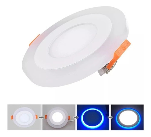 Foco Panel Plafón Led Bicolor Embutido 3w + 3w Redondo