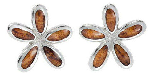 Pendientes De Sterling Silver Koa Wood Hawaiian Stud Pendien