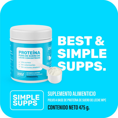 Imagen 2 de 7 de Proteína Suero Leche Polvo Simplesupps 475gr 14.6 Porciones Sabor Neutro