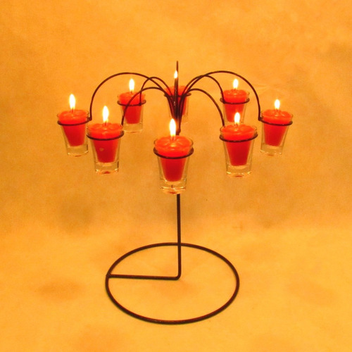 Castiçal 8 Aros Decorativo Porta Vela Candelabro Festa