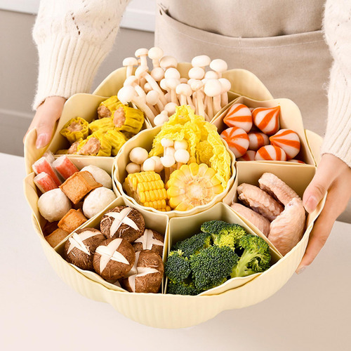 Bandeja De Verduras Dividida, Giratoria De 360°, Fuente De