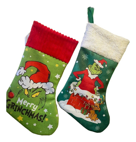2 Pcs Calcetines De Navidad Bolsa De Regalo Grinch