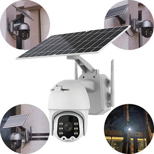 Cámara Domo Seguridad Móvil 360° 4g Full Hd Solar Sin Cables Color Blanco