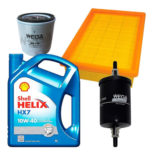 Kit Filtros Wega + Shell Hx7 10w40 4lts Chevrolet Celta 1.4